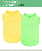 2 Pack Dog Shirts, Summer Pet Sleeveless Vest, Breathable Dog Clothes, Stretchy Tank Top T-Shirts for Large Medium Dogs, Grass Green+Lemon Yellow (XL)