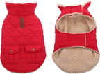 Queenmore Warm Coat for Cold Weather, Quilting Winter Jacket With Ultra Thick Plush Lining and Storage Pockets (Red, X-Small)