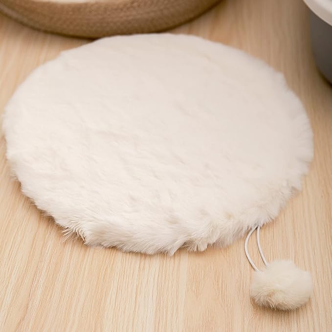 SHENGOCASE 2-Pack 15.7" Round Faux Rabbit Fur Cat Dog Bed Cushion Pad Mat, Cat Tree Tower Replacement Cushion Pad, Pad for Window Perch, Cat Dog Carrier House Cage Crate Kennel Furniture