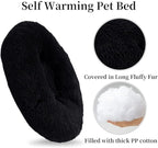 Cat Beds for Indoor Cats - Cat Bed Washable 24 inches, Dog Beds for Small Medium Dogs, Anti Anxiety Round Fluffy Plush Faux Fur Cat Bed, Thick Bottom (Dark, Large)