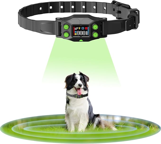 LUCKSKY GPS Wireless Dog Fence, 647 Acres Coverage, No Wire or WiFi Needed, Waterproof Training Collar with Vibration & Static Modes, Easy Setup