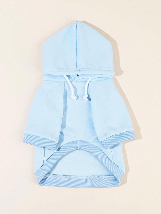 QWINEE Basic Dog Hoodie Sweatshirt Puppy Sweater Warm Cat Costumes Pet Clothes for Chihuahua Puppy Kitten Small Medium Dogs Light Blue XX-Small