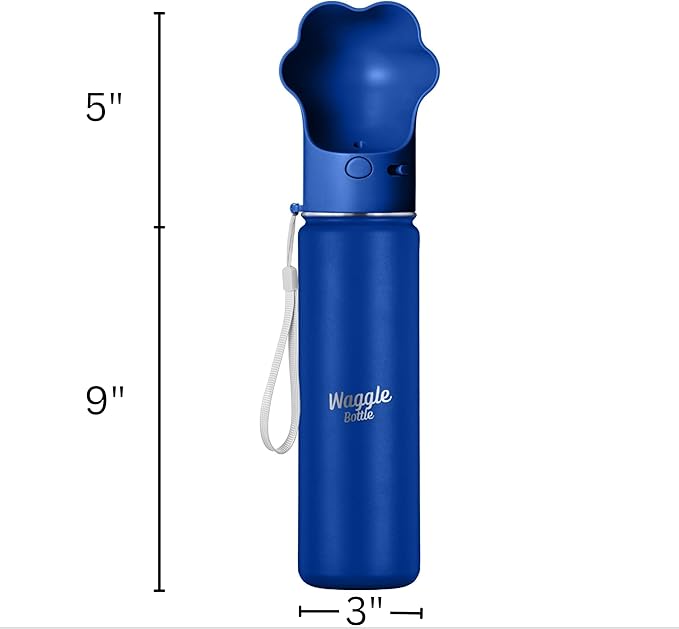 Stainless Steel Dog Travel Water Bottle, Vacuum Insulated Portable Dog Water Dispenser, Large Bottle with Drink Cup On The Go, Outdoor Walking, Hiking, Travel (Cobalt, 22oz)