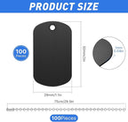 200Pcs Military Dog Tags Set - Rectangle Blank Metal Stamping Tags Including 100Pcs Aluminum & 100Pcs Ball Steel Chains Personalized Pets Tags for DIY Decorative Craft (Black)