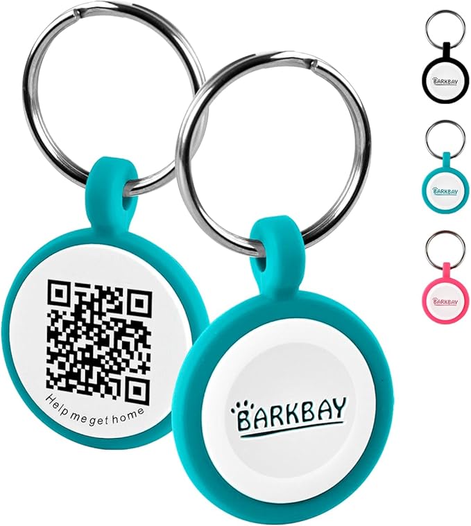 Dog Tags Personalized,QR Code Smart Pet ID Name Tag,Instant Location Alerts,Easy Online Profile Updates,No Fees,No Apps,Anti-Lost,Waterproof Silicone Dog Cat Tag for Small,Medium,Large Dogs(Blue)