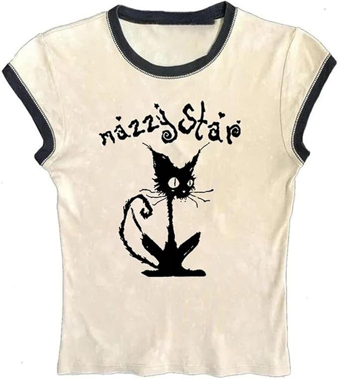 Graphic Tees Y2k Baby Tee Teens 2000s Vintage T Shirts Emo Grunge Printed Summer Crop Tops 2024