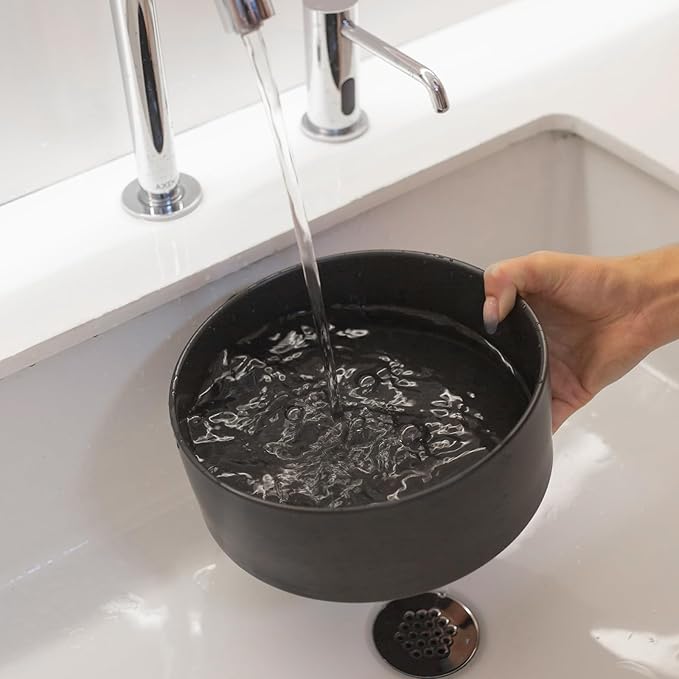 8'' Ceramic Dog Bowl - 70Oz, Heavy Duty, Non-Slip, Dishwasher Safe, Modern Style, Food Grade Stoneware Pet Bowl, Black