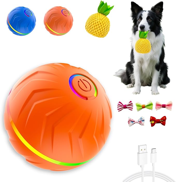 Interactive Dog Toys Dog balls, Automatic Moving Bouncing Rotating Interactive Dog Ball, Durable Motion Activated Automatic Rolling Ball Toys for Puppy Small Medium Large Dogs, Anti Boredom Dog Toys
