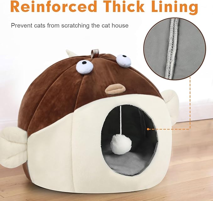 Vanansa Cat Bed for Indoor Cats, Soft Premium Pet Bed, Available in All Seasons,No Deformation, Anti-Slip Bottom, Great Medium Cat Houses for Indoor Cats, Roomy Cat Tent for Indoor Cats(M, 15" x 12")