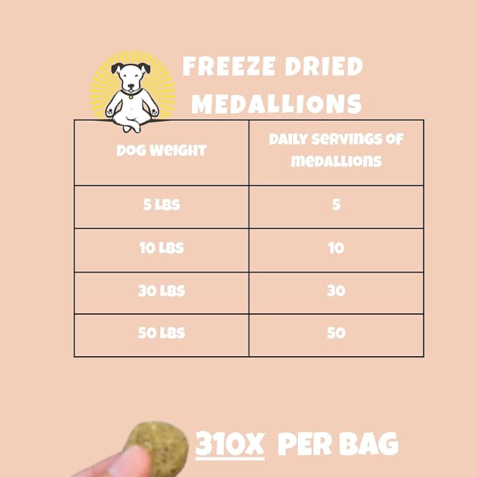 Visionary Pet Foods Beef Freeze Dried Dog Treats - 310x Medallions Keto and Diabetic Friendly - Additive Free, Made in USA Low Carb, High Protein - Healthy Dog Training Treats, Resealable Bag