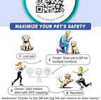 Dog Tags Personalized,QR Code Smart Pet ID Name Tag,Instant Location Alerts,Easy Online Profile Updates,No Fees,No Apps,Anti-Lost,Waterproof Silicone Dog Cat Tag for Small,Medium,Large Dogs(Blue)