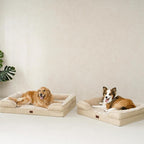 EHEYCIGA Orthopedic Dog Beds for Extra Large Dogs, Waterproof Memory Foam XXL Dog Bed with Sides, Non-Slip Bottom and Egg-Crate Foam Big Pet Couch Bed with Washable Removable Cover, Greige