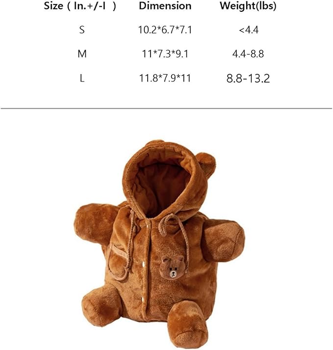 Cat Puppy Costume Winter Warm Outing Backpack Cute Bear Bee Design Anti-Escape Bag for Kitten Cat Small Dog (bee,Large)