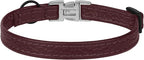 Leather Cat Collar with Buckle and Removable Bell - Non Breakaway Adjustable Soft Safety Small Pet Collars for Girl Boy Cats Kitten (Burgundy)