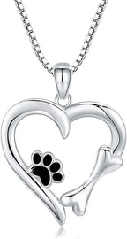 MEDWISE 925 Sterling Silver Dog Paw Print/Rabbit/Panda/Frog Necklace Pendant Heart Necklace Jewelry Gifts for Women Ladies Wife Mother Daughter Granddaughter Birthday Christmas