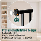29-34 Inch Baby & Dog Gate, Pressure Mounted Auto Close, Walk Through Safety Gate for Narrow Stairs & Hallways, Black Heavy-Duty Metal - Kids & Pets
