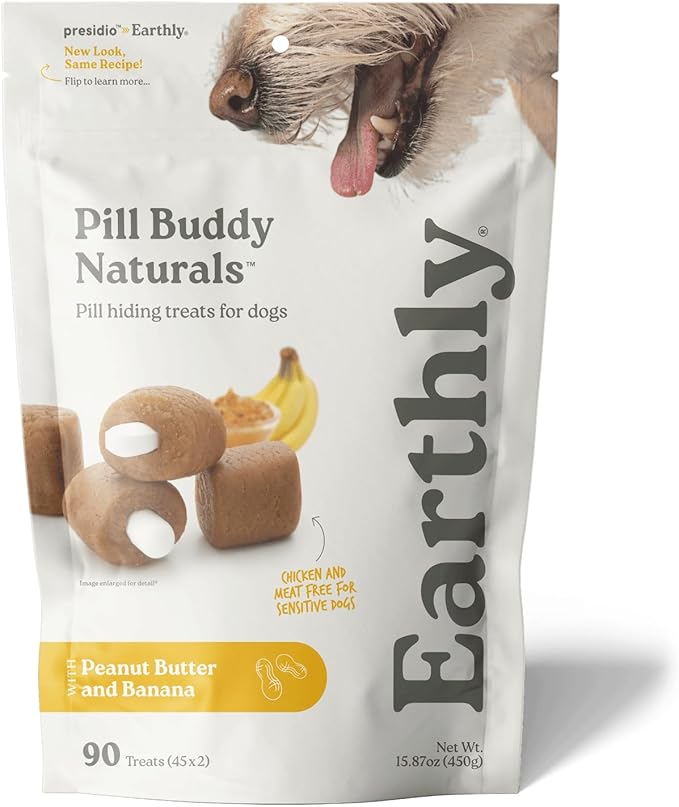 Presidio Pill Buddy Naturals - PB & Banana Recipe Pill Hiding Treats for Dogs - Make A Perfect Pill Concealing Pocket Or Pouch for Any Size Medication - 90 Servings