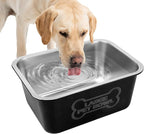 3 Gallons Large Dog Water Bowl, Stainless Steel Metal Dog Bowls, Large Capacity Pet Food Bowl Water Dish for Indoor and Outdoor Universal for Medium to Giant Dogs Black