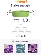 LE TAUCI Ceramic Slow Feeder Dog Bowls Small Breed, 0.6 Cups Dog Food Dish for Fast Eaters, Puzzle Bowl for Small Dogs and Cats,Clover Green