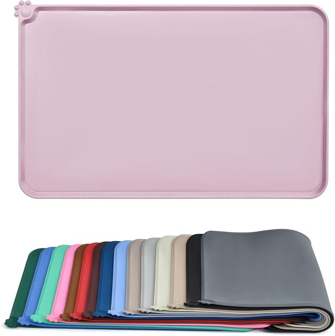 AUDWUD Silicone Waterproof Pet Feeding Mats,Anti Slip Bowl Pad,Dog Mat for Food and Water