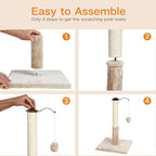 Happi N Pets 22" Cat Scratching Posts for Indoor Cats, Carpet Cat Scratch Post, Sisal Cat Scratcher, Cat Post with Rotatable Hanging Balls & Stable Base, Cat Scratchers for Kittens-Beige