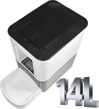 14L Automatic Dog Feeder Large Breed, Programmable Auto Pet Food Dispenser, Timed Dog Feeder Extra Large, Portion Control, 1200mAh Battery and Plug-in Power White