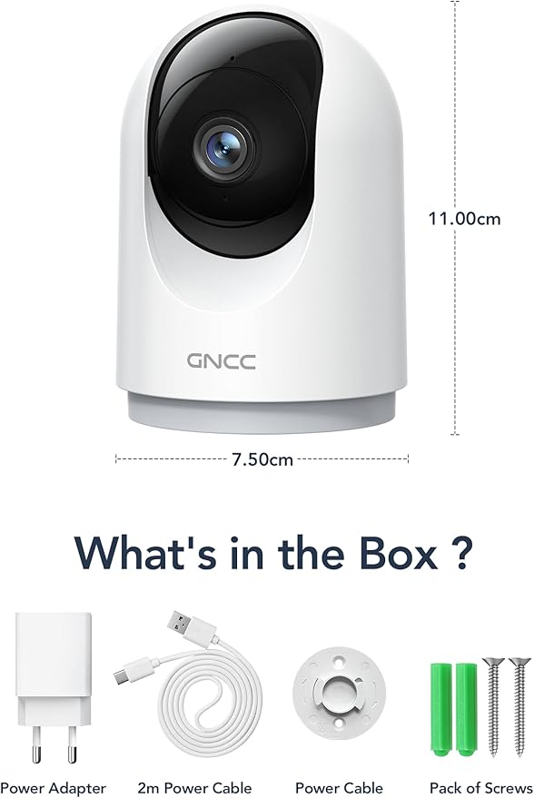 GNCC 2K Cameras for Home Security-Indoor Pan/Tilt Cameras for Baby Monitor/Pet Camera with Phone App, Night Vision, Motion Detection, 2-Way Audio, 24/7 SD Recordings, 2.4Ghz WiFi (4Pack)