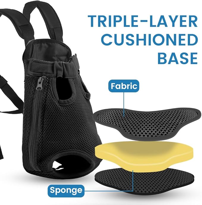 Dog Backpack Carrier, Adjustable Pet Front Carriers, Legs Out Carrying Sling Travel Bag for Small Medium Dogs 2.5-4 Lbs, Soft Wearable Puppy Chest Carry Backpacks for Walking/Hiking/Camping/Traveling