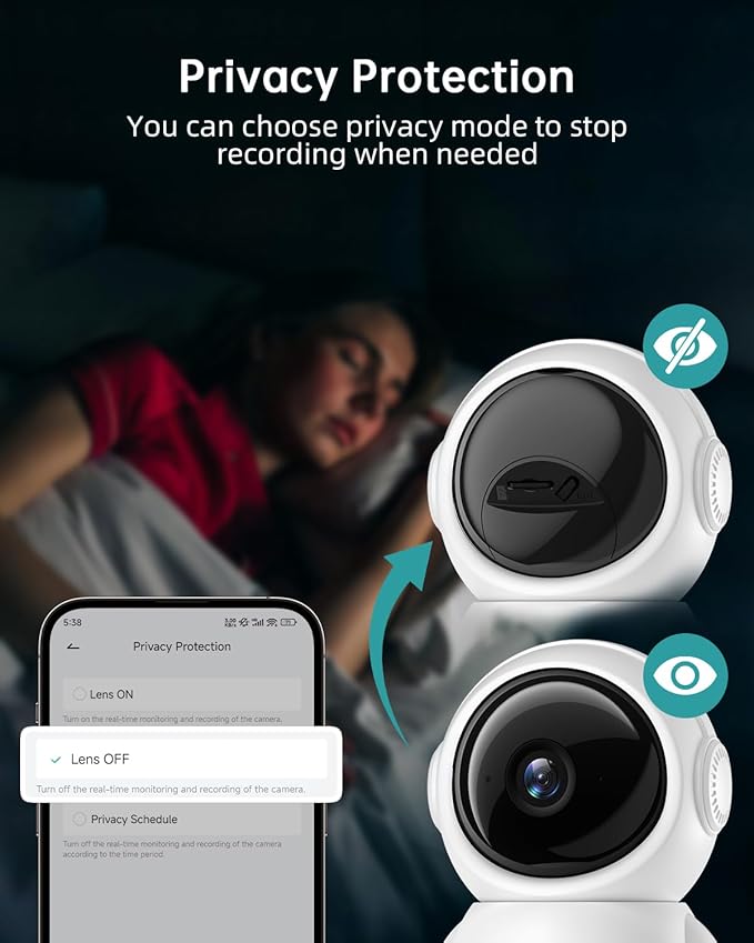 ZUMIMALL Security Camera Indoor, 5G/2.4G WiFi Baby Monitor with Camera and Audio, 2K Wired Pet Cameras for Home Security, One-Click Call, Auto Tracking, Cry/PIR/AI Detection, Alexa/ONVIF/Cloud
