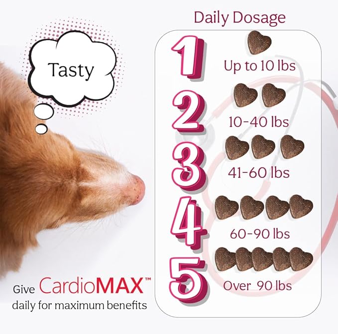 Heart Support Supplement for Dogs-Vet-Formulated, Antioxidant-Rich-L-Taurine, L-Carnitine,EPA,DHA,CoQ10-Aids Circulatory Strength, Cardiovascular Support, Heart Muscle Function-USA Made-60 Soft Chews