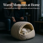 2026 Cozy Cat Cave Removable and Washable Winter Closed-Off Cat Bed Upgraded Cat Winter Bed with Soft Plush Cushion Warm Enclosed Sleeping House for Indoor Cats and Small Dogs (Beige, Small)