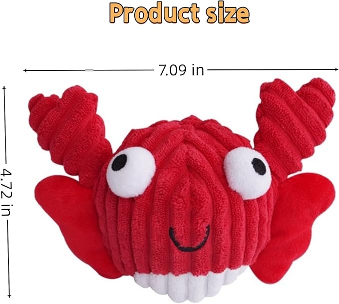 Dog Toys for Aggressive Chewers,Squeaky Dog Toys to Keep Them Busy,No Stuffing Interactive Dog Chew Toys,Suitable for Medium,Large and Small Dogs(red Crabs)