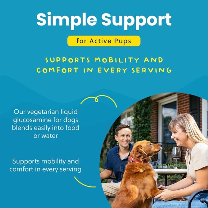 Plant-Based Liquid Glucosamine for Dogs, 1600mg Joint Support with Chondroitin, MSM & Omega 3-6-9, Shellfish-Free Dog Arthritis Supplement for Mobility & Flexibility, Made in USA, 16 oz