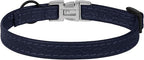Leather Cat Collar with Buckle and Removable Bell - Non Breakaway Adjustable Soft Safety Small Pet Collars for Girl Boy Cats Kitten (Navy Blue)