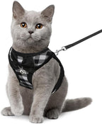 Cat Leashes and Harnesses for Walking,Breathable Soft Kittens Vest for Cats Dogs, Kitten Harness Escape Proof with Bell and Bow-Knot Decoration Christmas(M, Black-White)