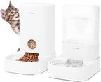 PAWGETHER® 2 Pack Gravity Cat Feeder and Water Dispenser 1 Gallon/3.5L Automatic Cat and Dog Feeder and Waterer with Pet Food Bowl for Puppy Kitten