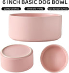Raised Ceramic Dog Bowl Set - Elevated Dog Bowls with Non Slip Bamboo Stand, Food and Water Bowl Set for Small and Medium Breed Dogs, Pet Bowls, Weighted Dogs Dishes (6'', 2 * 30OZ, Pink)