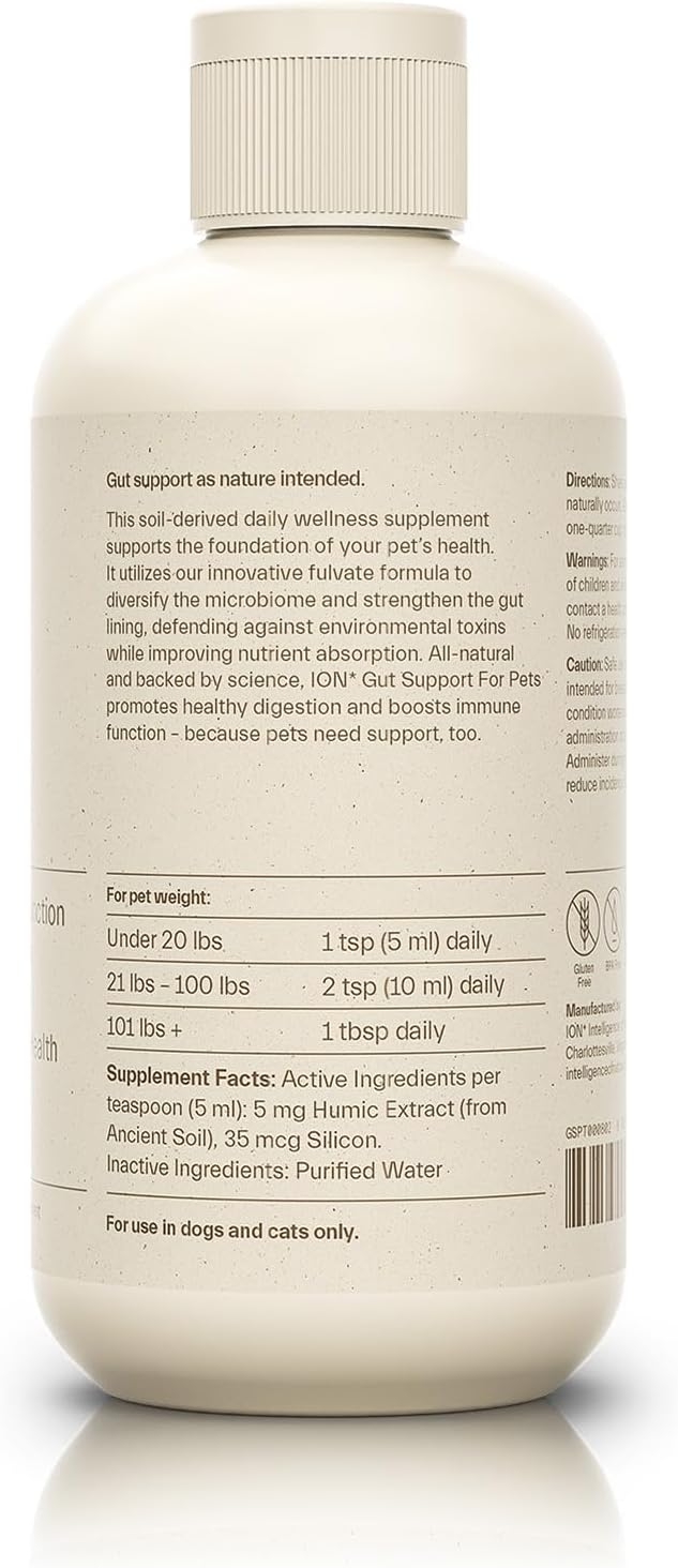ION Intelligence of Nature Gut Support for Pets | Strengthens Digestion, Supports Kidneys, Aids Immune Function, and Defends from Food Toxins (8 Ounce)