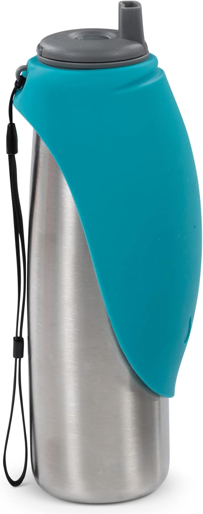 Messy Mutts Stainless Steel Travel Water Bottle with Silicone Flip Up Bowl | Pet Travel Necessity | Camping, Hiking, Walking Accessory | 24 oz / 700mL | Blue