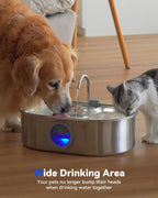 3.4Gal Dog Water Fountain for Large Dogs, 13L Stainless Steel Large Pet Fountain with Deeper & Wider Drinking Area, Automatic Dog Water Bowl Dispenser with Water Window(with 7 Filters)