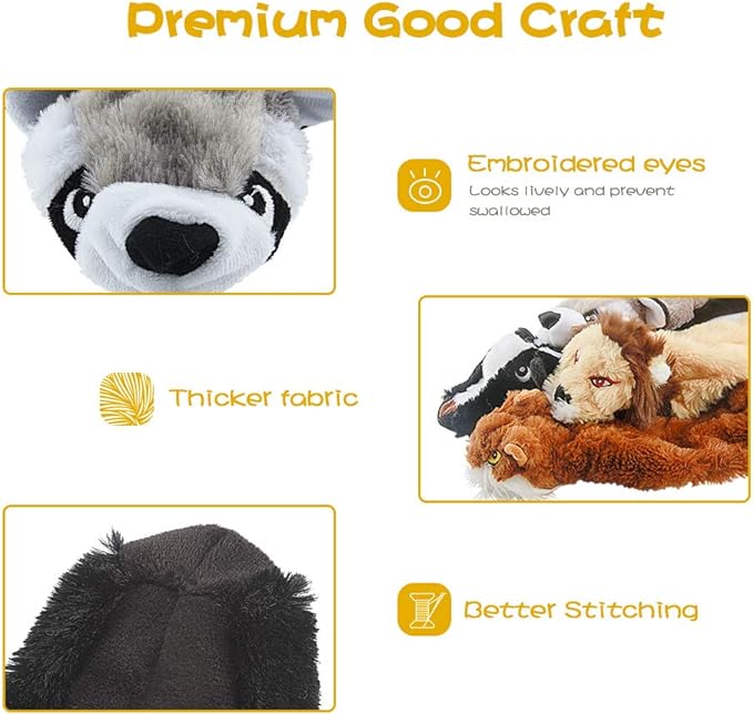 Dog Squeak Toys, No Stuffing Plush Dogs Chew Toy Bundle for Small Medium Large Breed Chewer Tough Durable Squeaky Pet Fetch Puppy Teething Chewing Interactive to Keep Them Busy Best Birthday Gift