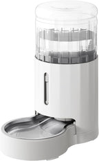 CZPET Automatic 4L/1Gal/135Oz Cat Water Dispenser with Stainless Steel Bowl, Gravity Waterer for Small Medium Dog Puppy Kitten (White)