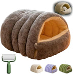 2026 Cozy Cat Cave Removable and Washable Winter Closed-Off Cat Bed Upgraded Cat Winter Bed with Soft Plush Cushion Warm Enclosed Sleeping House for Indoor Cats and Small Dogs (Gray, Large)