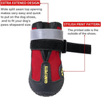 QUMY Dog Shoes for Large Dogs, Medium Dog Boots & Paw Protectors for Winter Snowy Day, Summer Hot Pavement, Waterproof in Rainy Weather, Outdoor Walking, Indoor Hardfloors Anti Slip Sole Red Size 6
