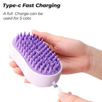 2-Pack Cat Steam Brush for Shedding, Rechargeable 4-in-1 Multifunctional Grooming Tool for Cats & Dogs - Deshedding, Cleaning, Massage & Detangling,2-Pack Pet Finger Toothbrush (Orange, Purple)