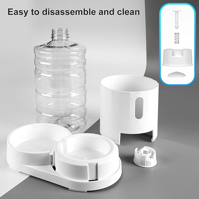 CZPET 4L Cat Water Dispenser, Automatic Gravity Cat Bowl, Visible Window, Safe and Unplugged for Pet Kitty Dog (White, 4L Water Dispenser)