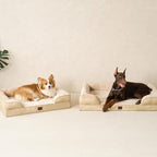 EHEYCIGA Orthopedic Dog Beds for Large Dogs, Waterproof Memory Foam Large Pet Bed with Sides, Non-Slip Bottom and Egg-Crate Foam Dog Couch Bed with Washable Removable Cover, Greige