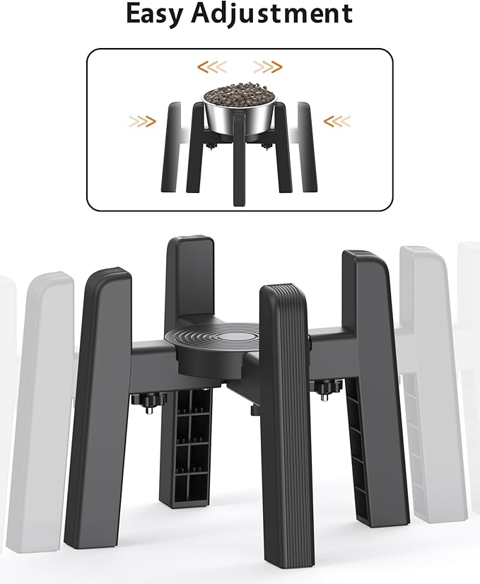 CZPET Dog Bowl Stand, 51 oz Large Capacity Raised Elevated Dog Food/Water Stainless Steel Feeder, Size Adjustable & Anti-Slip Stand for Medium Dogs (2 Pack)