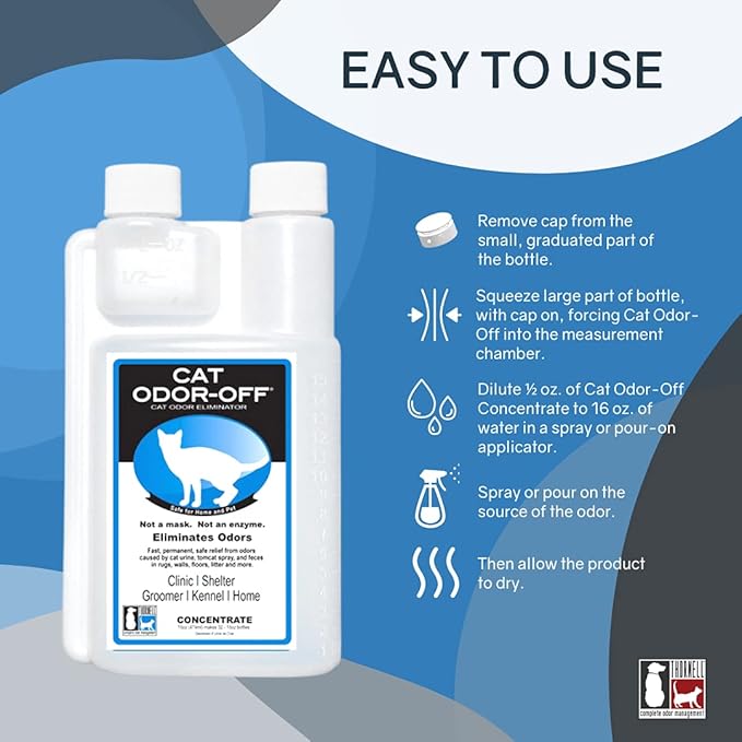 THORNELL Cat Odor-Off Concentrate Pet Smell Odor Eliminator – Cat Odor Eliminator Concentrate for Pet Urine Odor, Tomcat Spray for Cat Urine Smell, Feces on Carpet & Litter Boxes – 16oz