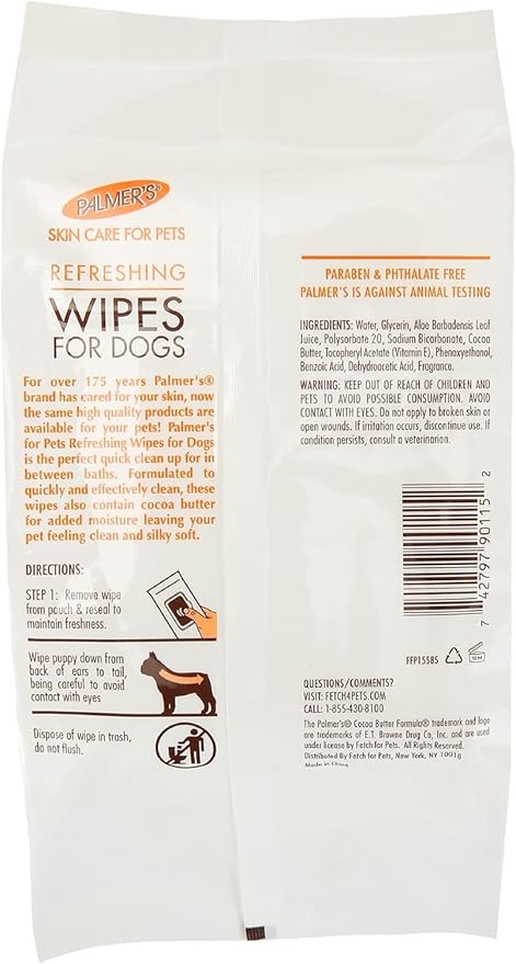 Palmer's for Pets Gentle Refreshing Wipes for Puppies - Coconut Oil Puppy Wipe - Pet Grooming Towelettes for Dogs, 100 Count - 3 Pack